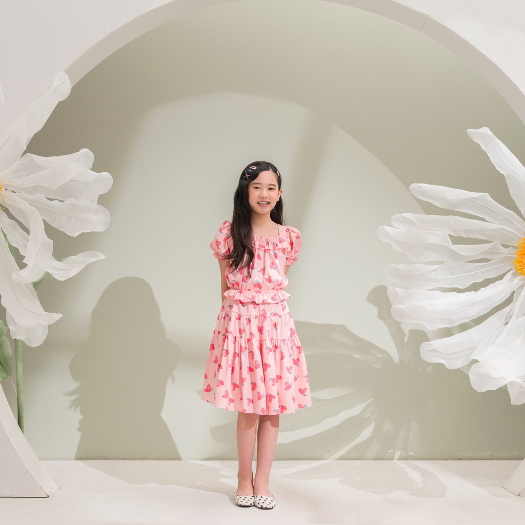 Bộ quần áo JOOKYLI bé gái họa tiết hồng 96G0939