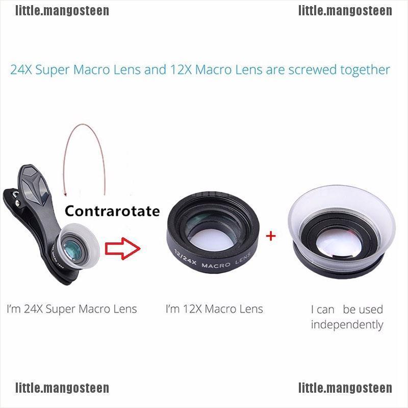 [Mango] 2In1 Clip-On Phone Lens 12X Macro+24X Super Macro Lens kit For Smartphones