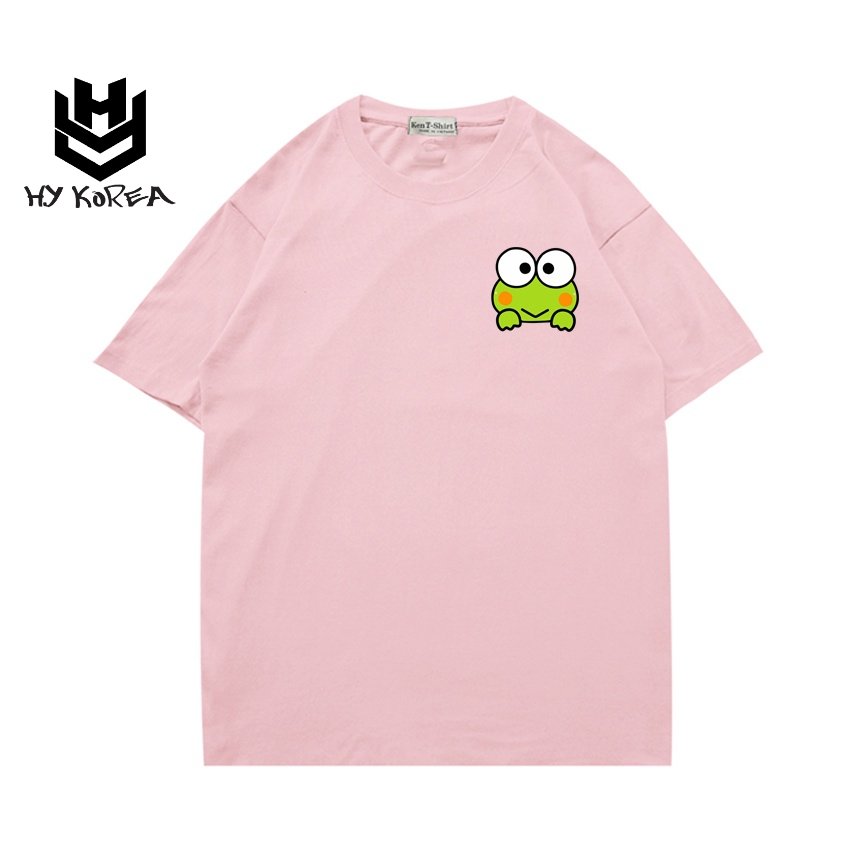 Áo thun cute tay ngắn nữ HY KOREA Vải cotton 75% form rộng in hình Ếch cười mỉm 504