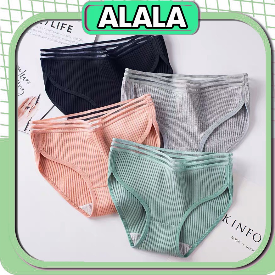Quần Lót Nữ Cotton gân tăm viền đen điệu đà phối viền đen đính nơ xinh mẫu A04