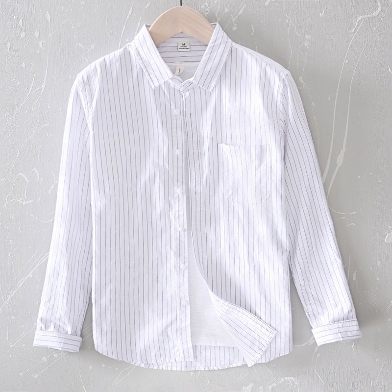 Áo sơ mi kẻ sọc nam dài tay, vải lụa cao cấp thái chống nhăn cao cấp, dáng ôm body, trẻ trung cá tính mã [SMKS] | BigBuy360 - bigbuy360.vn