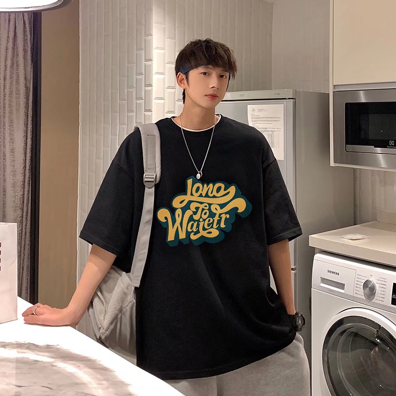 Áo Thun Tay Ngắn Dáng Rộng In Chữ Phong Cách Hip Hop Đường Phố Hàn Quốc Thời Trang Mùa Hè Cho Nam Và Nữ M-8XL