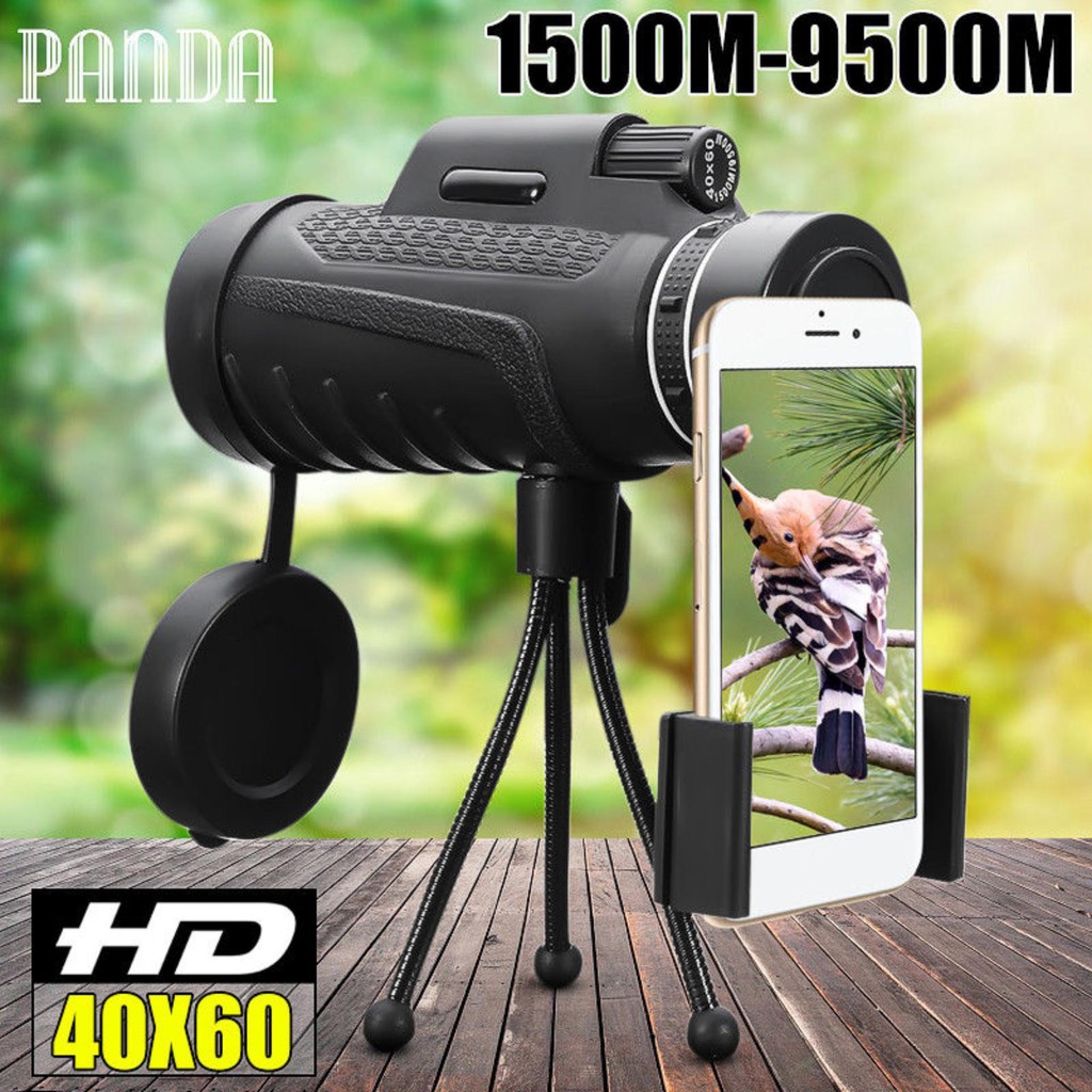 Ống Nhòm Panda Monocular 1 Mắt Với Túi Đựng, Dây Đeo Và Gá Kết Nối Điện Thoại Kèm Theo Thích Hợp Đồng Hành Cùng Bạn Trên