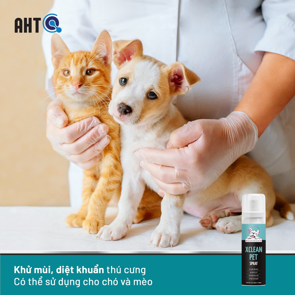 Chai Xịt Khử Mùi Hôi Thú Cưng Chó Mèo-Nano Bạc Diệt Khuẩn Xclean Pet 100ml-Xịt thơm miệng Thú Cưng-AHT Corp (AHTC)