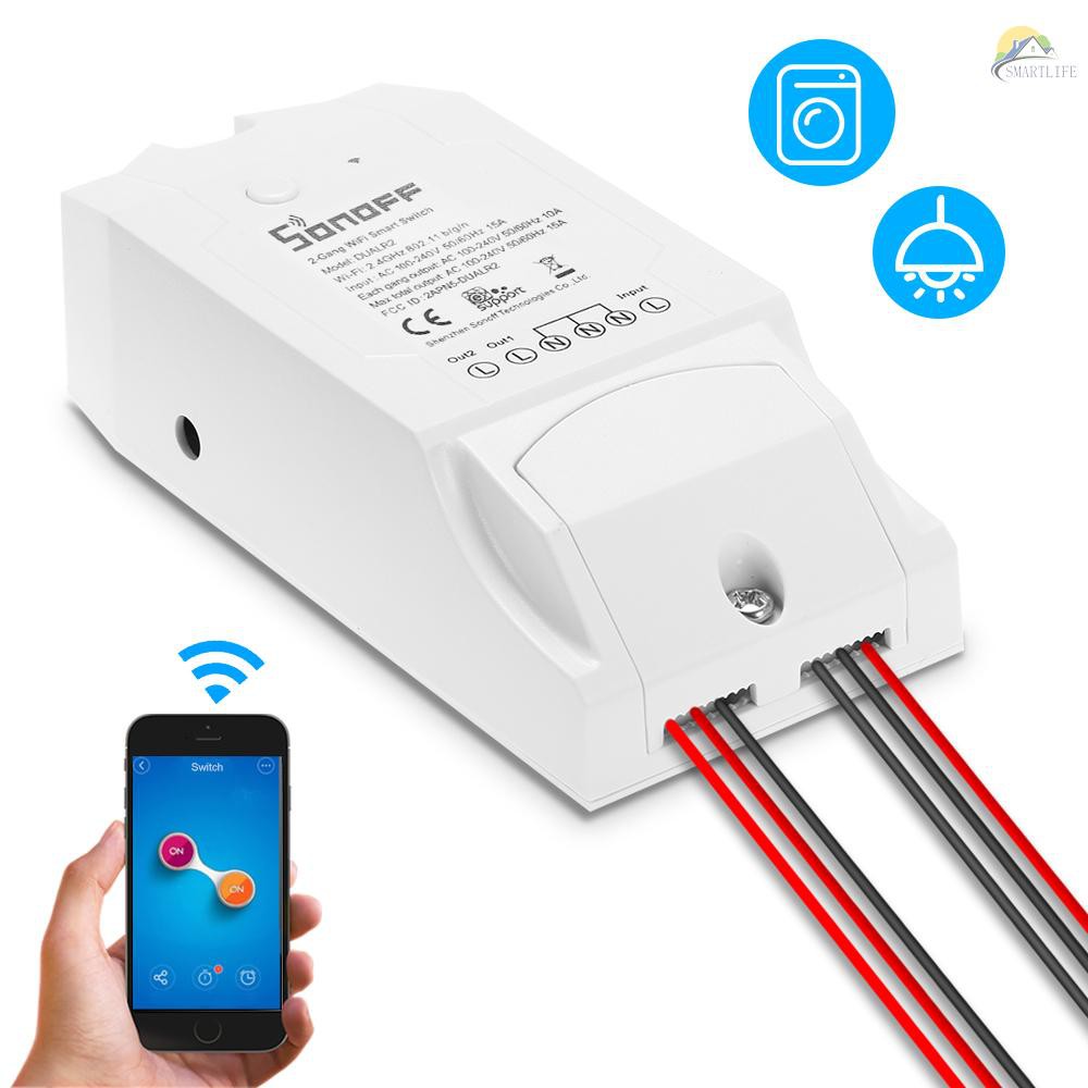 ALEXA GOOGLE Công Tắc Wifi Thông Minh Sonoff Dual Itead 2 Kênh 100-240v Ac