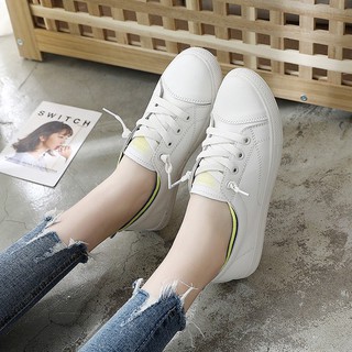 Giày thể thao nữ trắng đế bệt dây lười - T38 Pizishoes