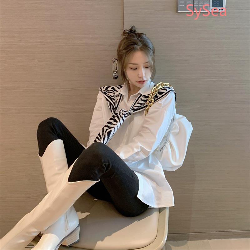 Set Áo Sơ Mi Tay Dài + Áo Khoác Len Không Tay Thời Trang Công Sở Thanh Lịch Cho Nữ