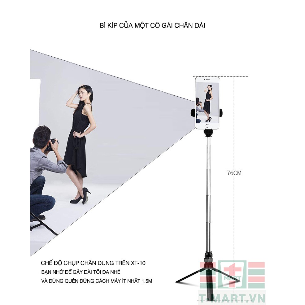 Gậy selfie chụp ảnh đa năng thế hệ 2 xt-10 - Vừa tự sướng vừa làm tripod - Hàng nhập khẩu -dc3311