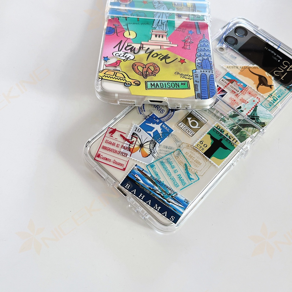 Ốp Điện Thoại PC Cứng Chống Sốc 3 Trong 1 Họa Tiết Hoạt Hình Dễ Thương Cho Samsung Galaxy Z Flip 4 3 5G Flip4 Flip3