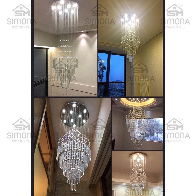 Đèn thả thông tầng T87 - D1000 dài 3mét + Kèm điều khiển,  bóng 3 chế độ màu, tặng phí vận chuyển