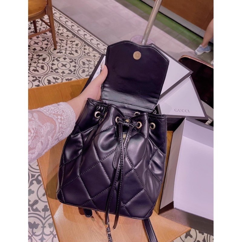 Balo thời trang rút dây màu đen da mềm sịn sò