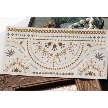 Miếng Dán Hình Xăm Kim Loại Bạc Phong Cách Âu Mỹ Cho Điện Thoại