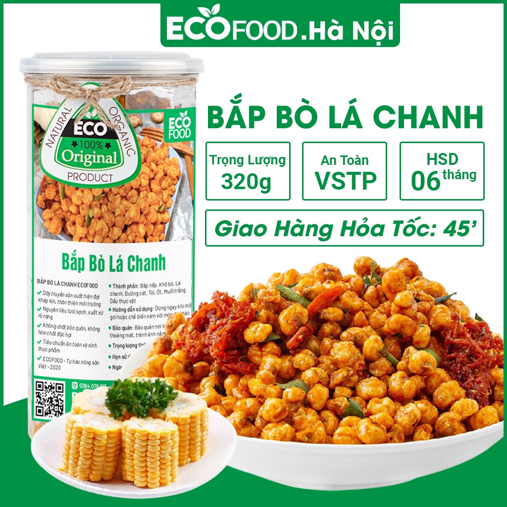 Bắp Bò Lá Chanh Khô 320G Ecofood, Giòn Thơm Ngon - An toàn vệ sinh thực phẩm