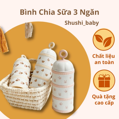 Bình Chia Sữa, Thức Ăn, Bột Ba Ngăn Cho Bé Phong Cách Hàn Quốc