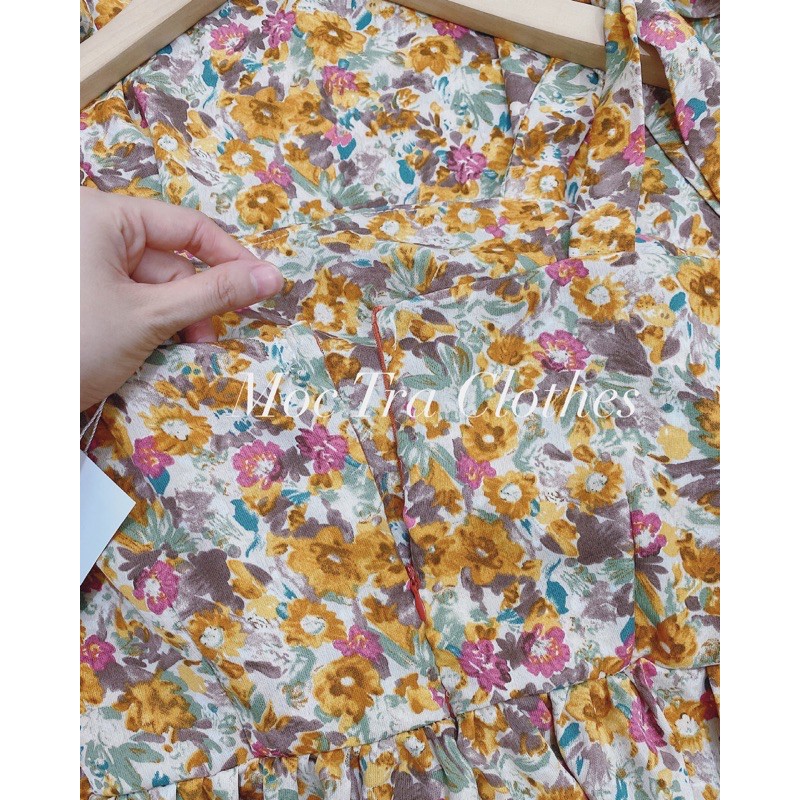 Đầm maxi hoa nhí hai dây thắt nơ vai tiểu thư có cup đệm ngực siêu xinh, Váy kiểu nữ đi biển dáng dài hàng đẹp | BigBuy360 - bigbuy360.vn