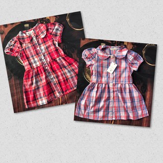 Đầm vải kate mềm caro burb xuất dư cho bé gái, size 3-8, vừa kiểu váy vừa kiểu áo form dài
