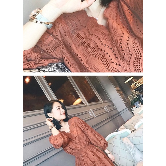 Váy Hoạ Tiết Thêu Nổi 2 Món