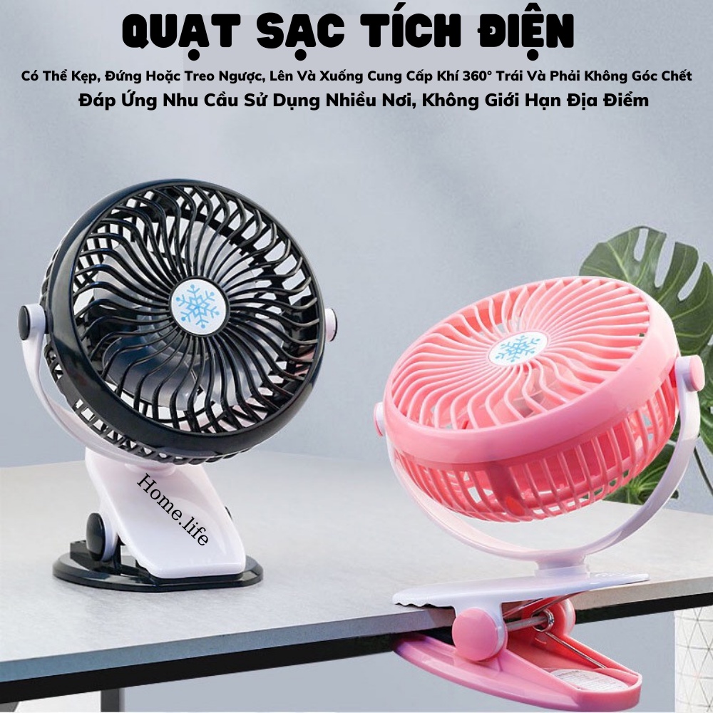 Quạt Mini Có Chân Kẹp Sạc Pin Tích Điện F168 , Xoay 360 Độ , 3 Tốc Độ Gió, Màu Sắc Đa Dạng Sử Dụng An Toàn