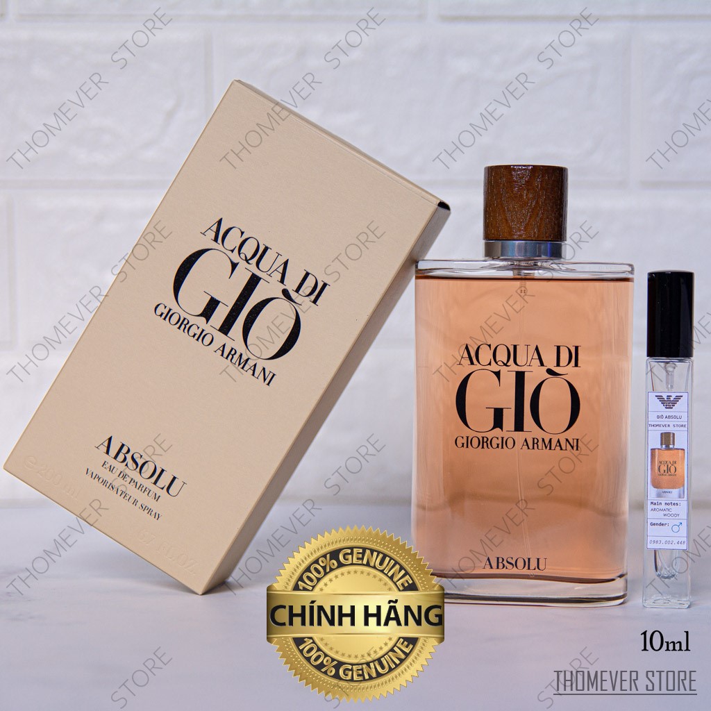 Nước Hoa Nam Armani Giò Profumo & Absolu | Giò Đen [ Mẫu Thử ] | Thế Giới Skin Care