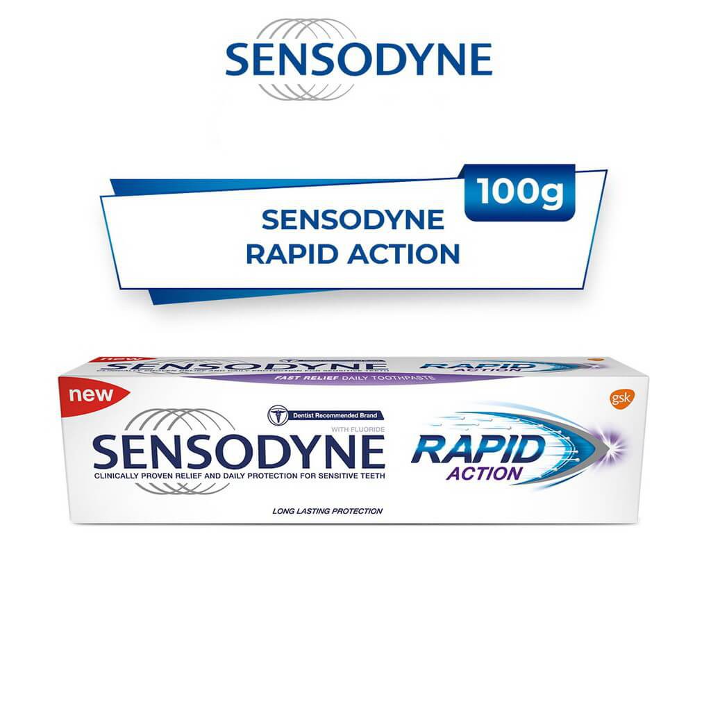 Sensodyne Rapid Action 100g, nhập khẩu Thái Lan, giảm và ngăn ngừa ê buốt hiệu quả, kem đánh răng chống ê buốt-TIVT