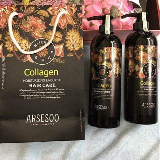 Dầu gội xả Collagen Arsesoo Siêu Phục hồi Tóc Cao Cấp Ý 780ml/chai