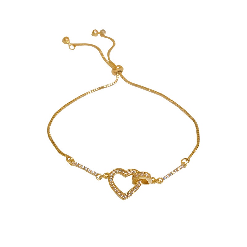 Vòng Tay Đính Đá Zircon Hình Trái Tim Nhỏ Khí Chất Thời Trang Mùa Hè Hàn Quốc