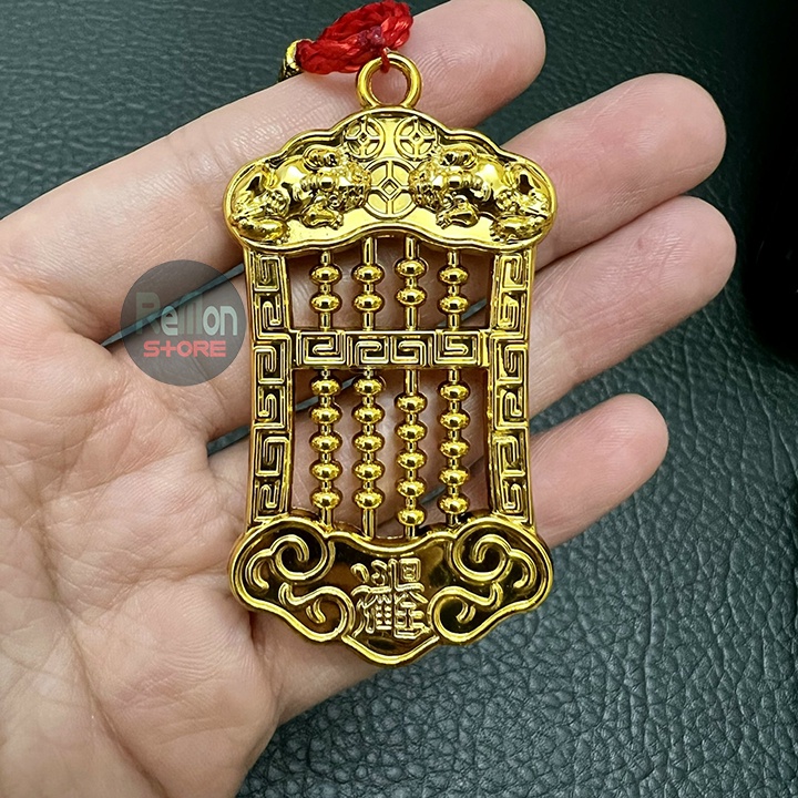 Bàn tính tỳ hưu mạ vàng treo phong thủy cho Xe hơi đeo Móc khóa cầu tài lộc đại phú quý