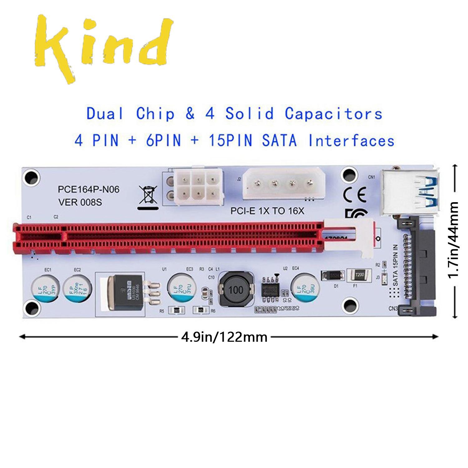 Dây Cáp 008s 3 Trong 1 Pcie Pci-E Pci Express Riser Card 1x Sang 16x Usb 3.0