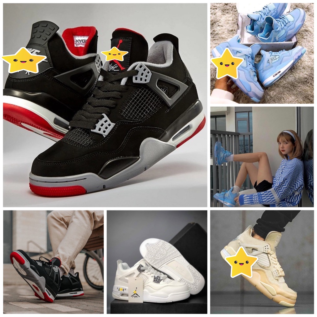 Giày Air Jordan 4 retro off white kem, Xanh dương, Trắng full , Xanh Ngọc ,Giày sneaker jd4 siêu hot Full Box kèm Dây