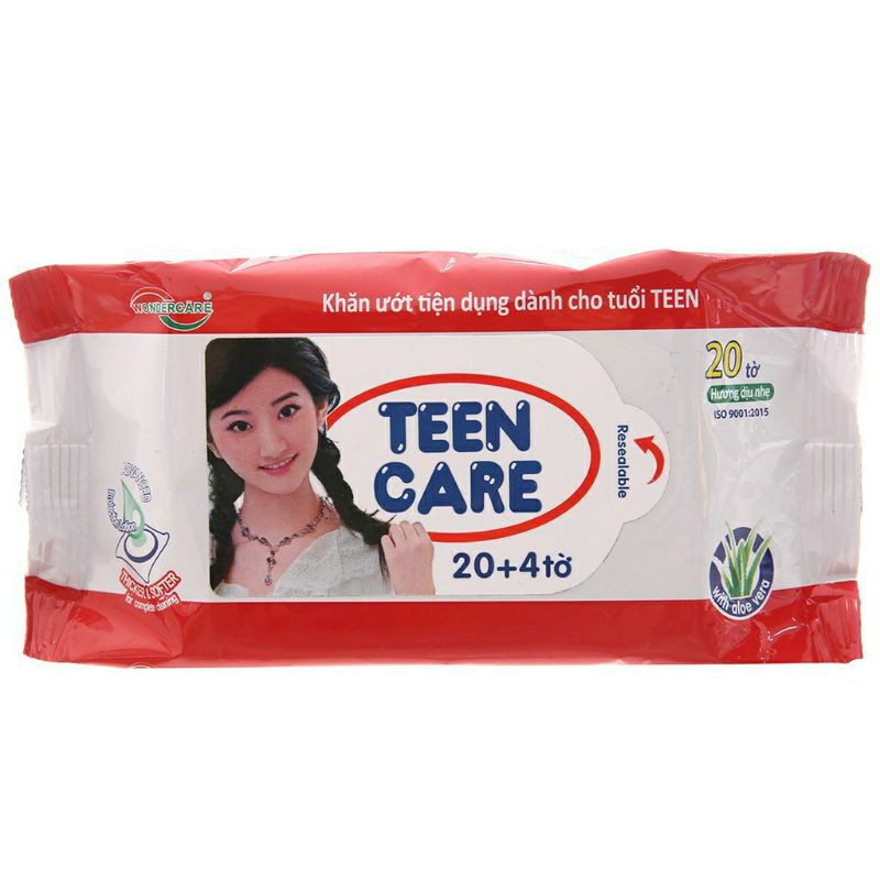 Lô 3 gói khăn ướt  Teen care 20 + 4 tờ