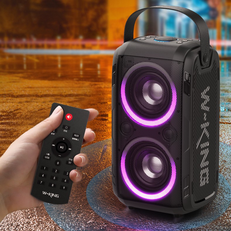 [Chức Năng TWS] Loa kéo karaoke bluetooth Loa di động W-King T9 - loa kép công suất 80W, đèn LED RGB