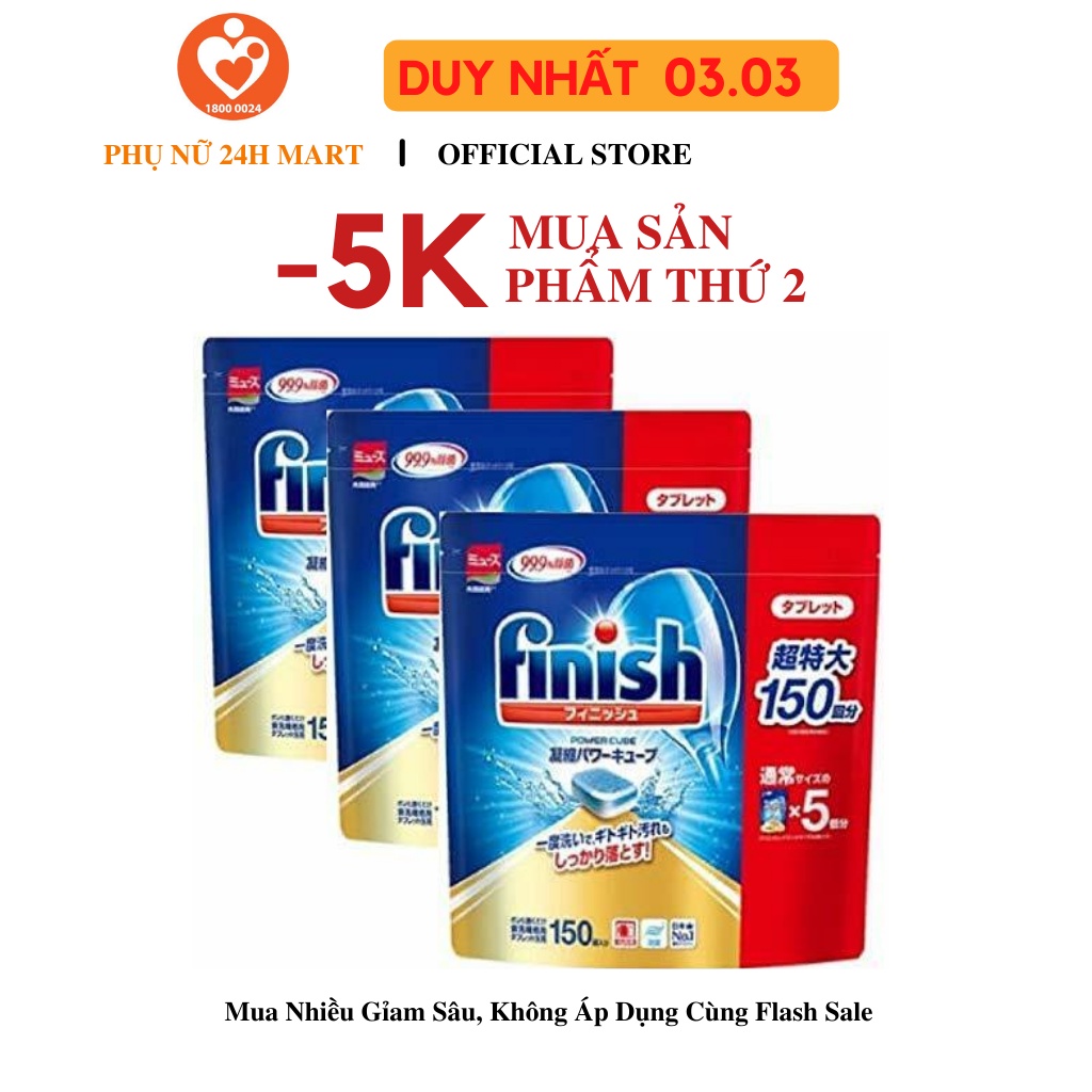 Viên Rửa Bát Finish Nhật Chuyên Dụng Cho Máy Rửa Bát 150 Viên/Túi