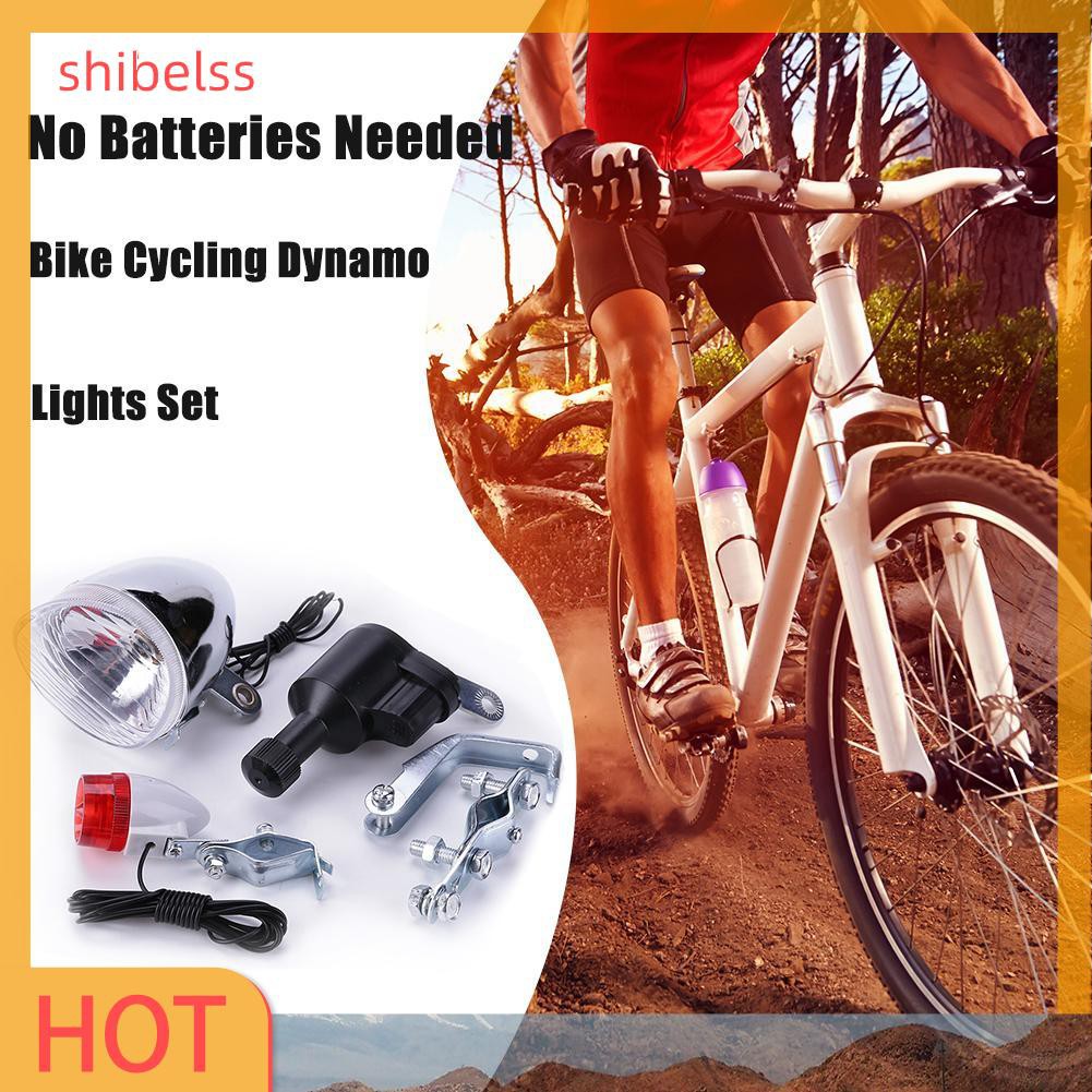 （ʚshibelss）Bike Cycling Dynamo Lights Set Safety No Batteries Needed Headlight Rear