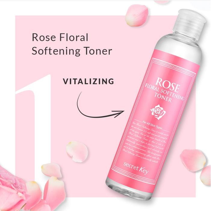Nước hoa hồng cân bằng dưỡng ẩm da Secret Key Rose Floral Softening Toner 248ml