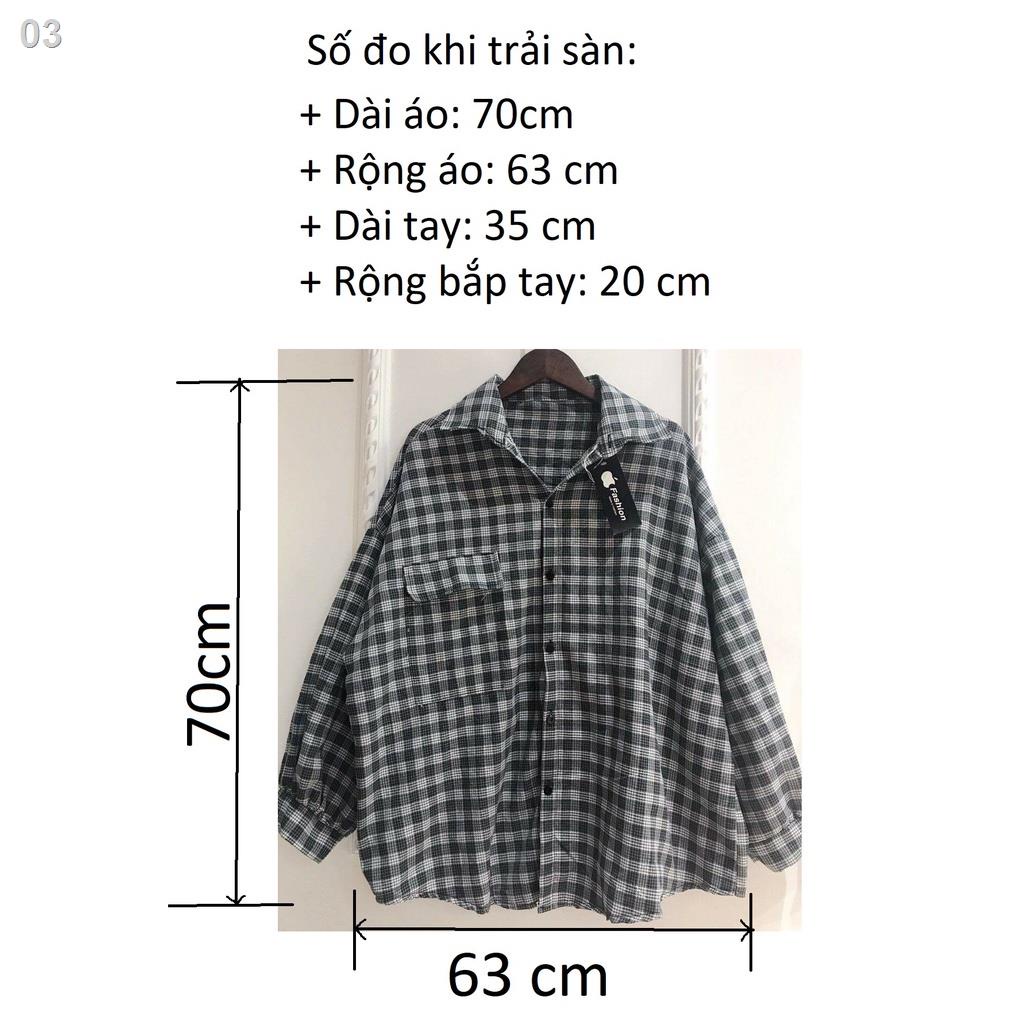 A011 Áo sơ mi kẻ caro oversize nam nữ vintage dài tay ulzzang, khoác chống nắng form rộng phồng Hàn Quốc đi