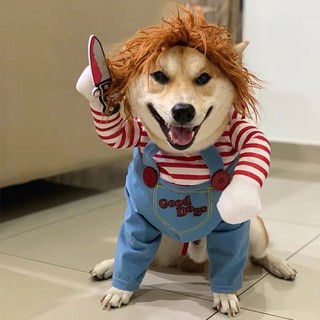Halloween net nguoi nổi tiếng hài hước búp bê dao cười chó vừa và nhỏ Quần áo chuyển đổi vui nhộn cho mèo