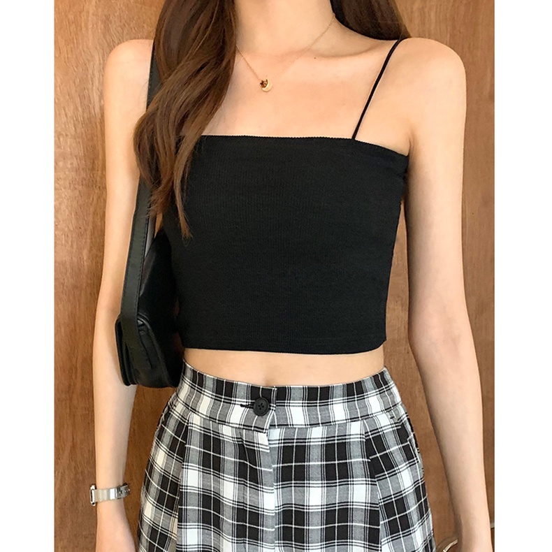Áo hai dây MACDOME nữ dáng ôm không đệm vải cotton co giãn tốt thoáng mát nhiều màu sắc freesize AD001