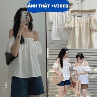 Áo trễ vai Babydoll Tiểu Thư - Áo bệt vai tay ngắn