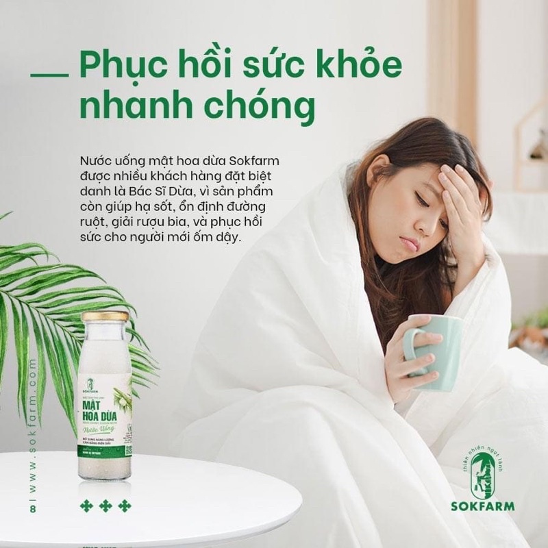 Nước Uống Mật Hoa Dừa Hữu Cơ SokFarm Bù Khoáng Bù Điện Giải - Xanhsam Organic