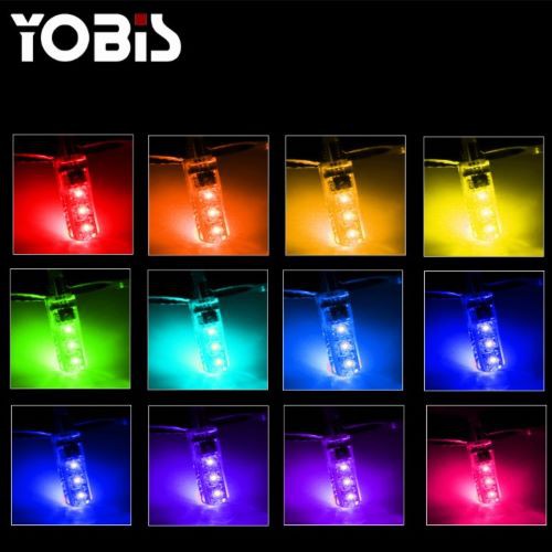 BỘ 02 BÓNG ĐÈN LED TRẦN Ô TÔ T10 CÓ REMOTE ĐIỀU KHIỂN RGB 6 SMD 5050