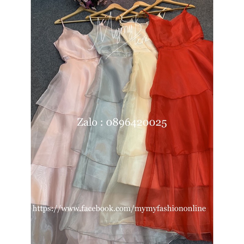 Đầm dự tiệc 2 dây xếp tầng voan kính bóng xếp tầng TRIPBLE T DRESS - size M/L - MS272V