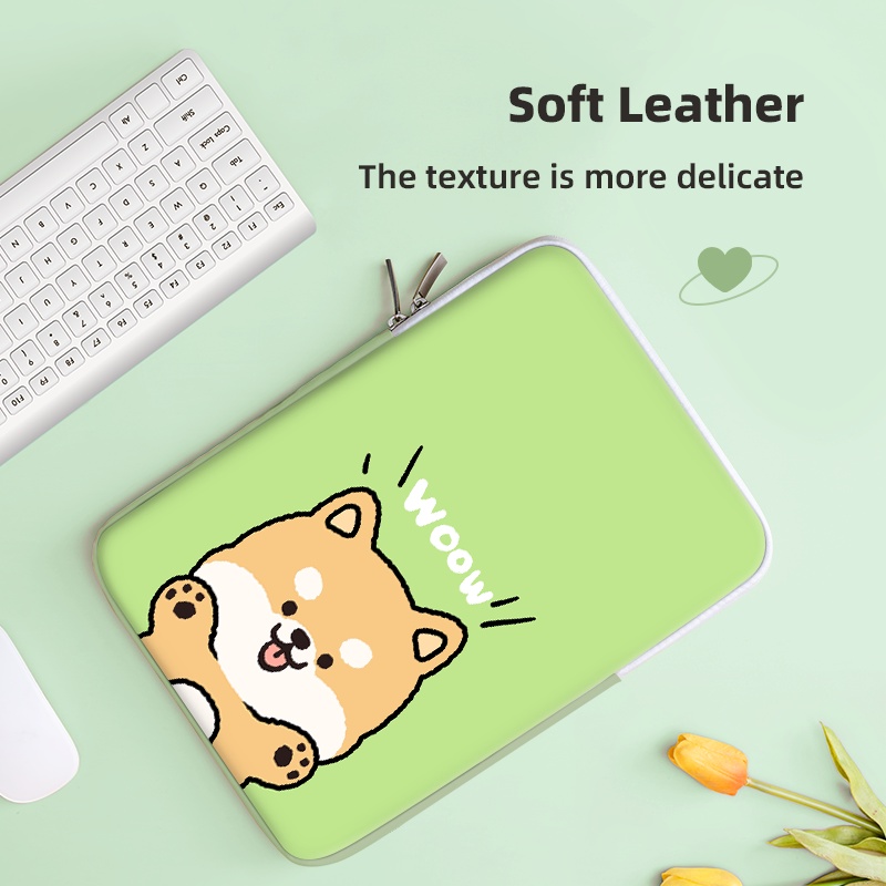 Ốp Da PU Chống Sốc Dễ Thương Cho Laptop Dell Asus Acer HP Lenovo 12-15 Inch