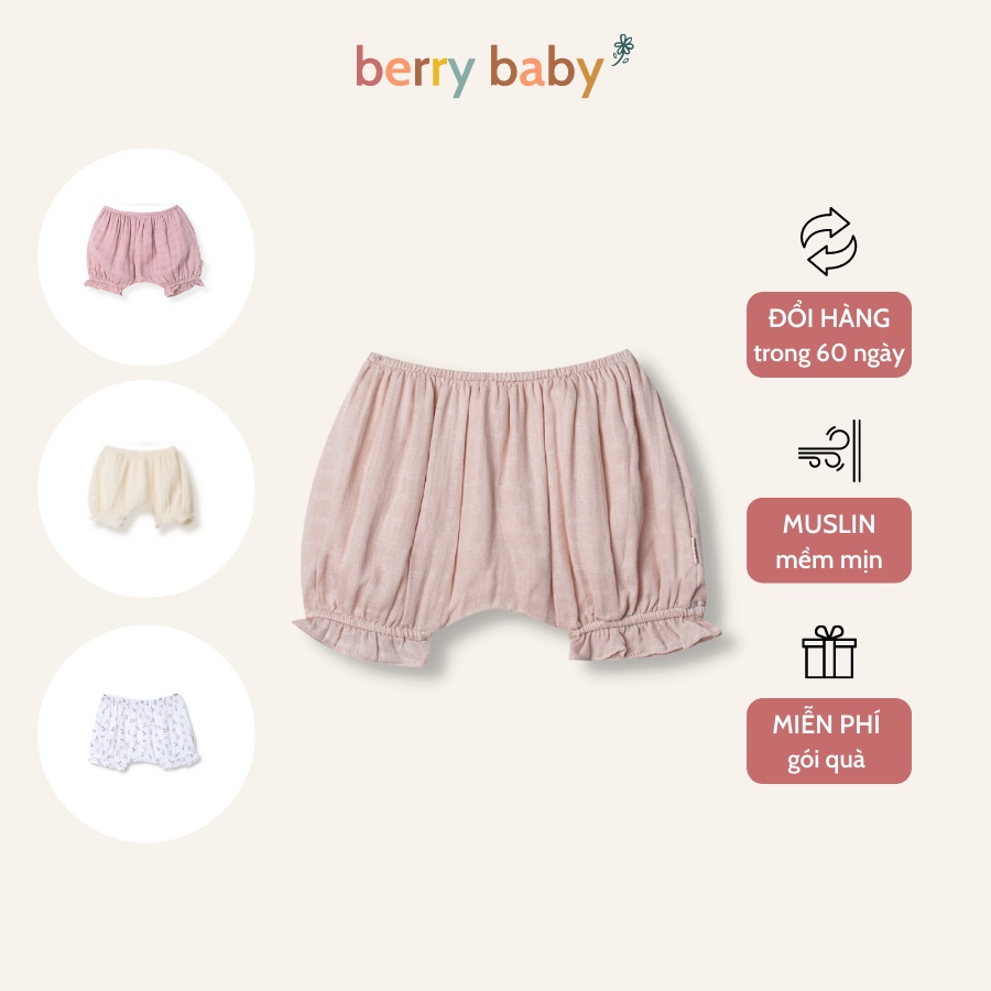 Quần đùi bé gái BERRY bo gấu nhiều màu vải xô muslin mềm mịn SHORT