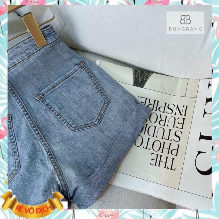 Quần sooc jeans trơn gập gấu nhiều màu cạp cao siêu đẹp hothit