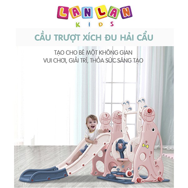 Cầu trượt xích đu hải cẩu LANLAN KIDS 2in1 an toàn, vui nhộn dành cho bé