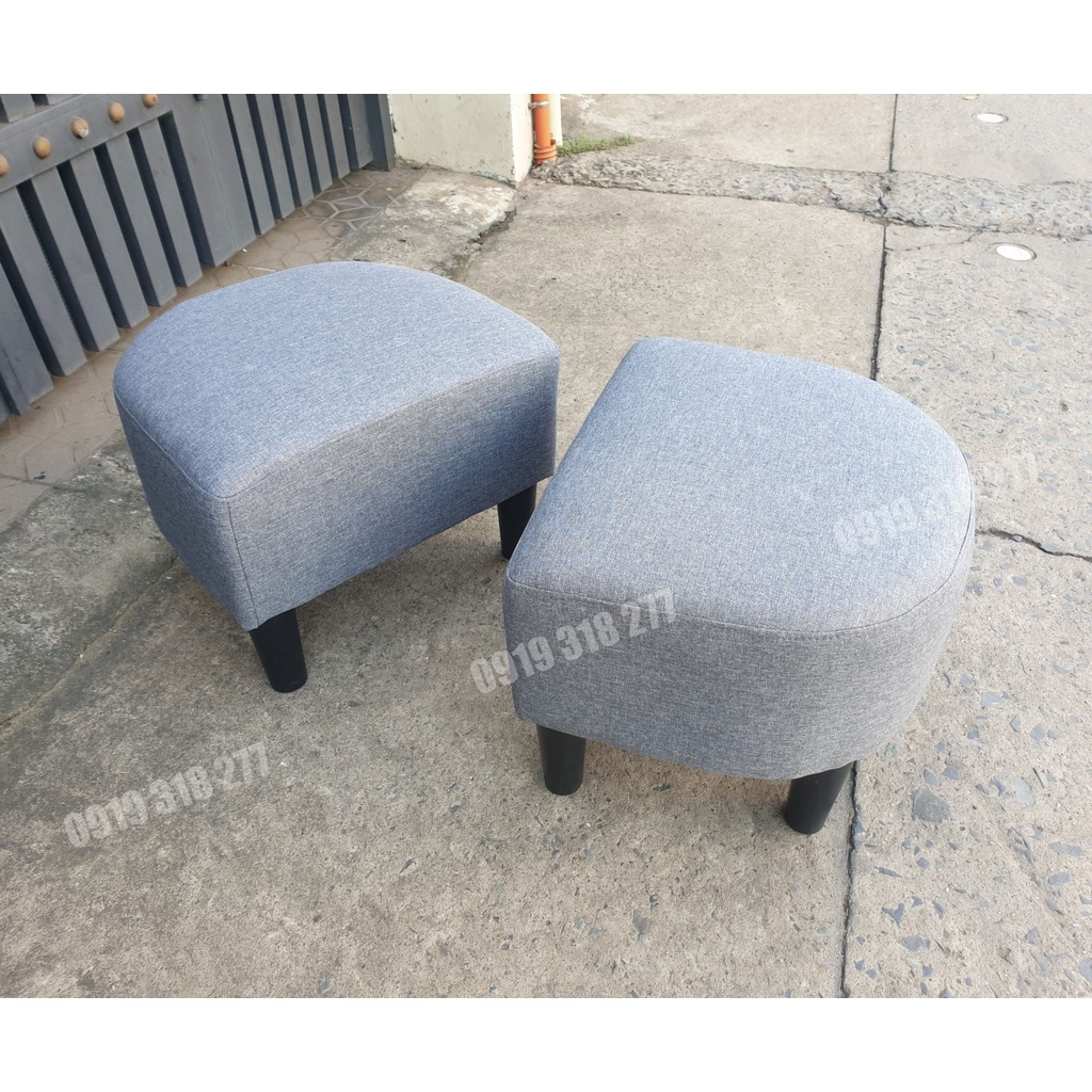 Ghế Sofa Đôn Vải Bố Màu Xám Xinh Xắn Chân Cao 15cm - Ghế Đôn Tròn Bầu Nhỏ Mini