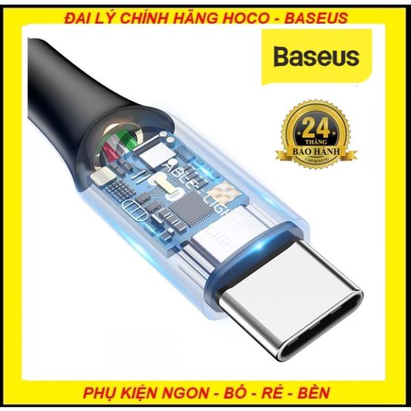 Cáp sạc Type-C tự ngắt điện khi sạc đầy Pin Baseus C-shaped Light Intelligent 3A dài 1m - Hàng chính hãng