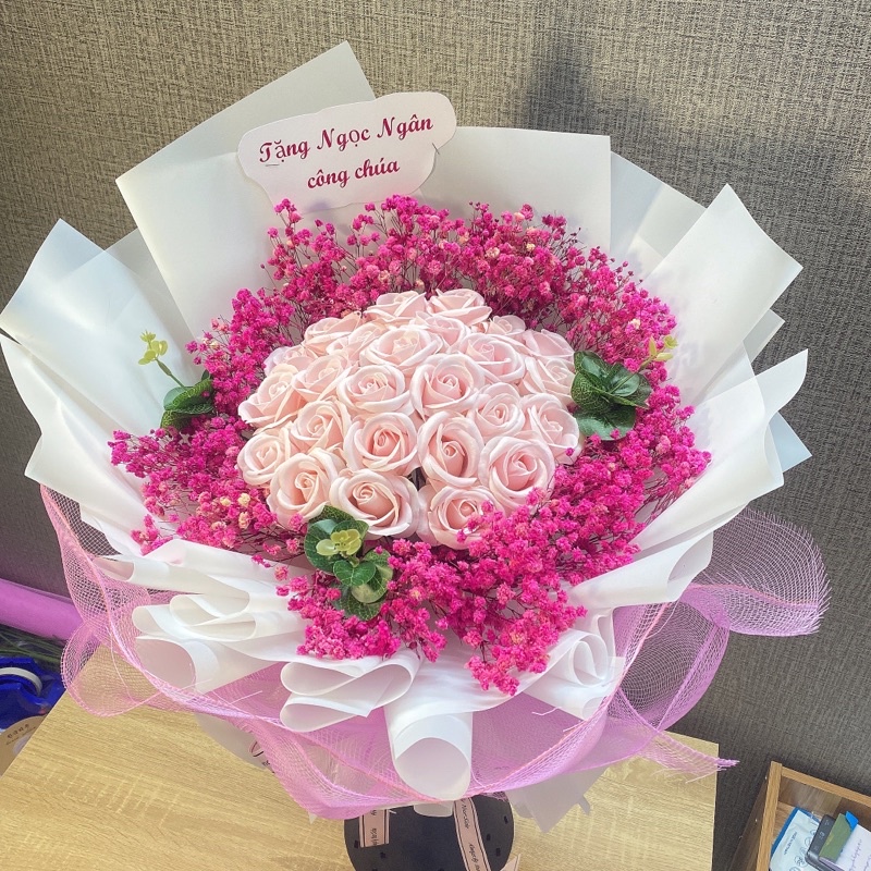 Bó hoa sáp 30 hoa phối baby cao cấp
