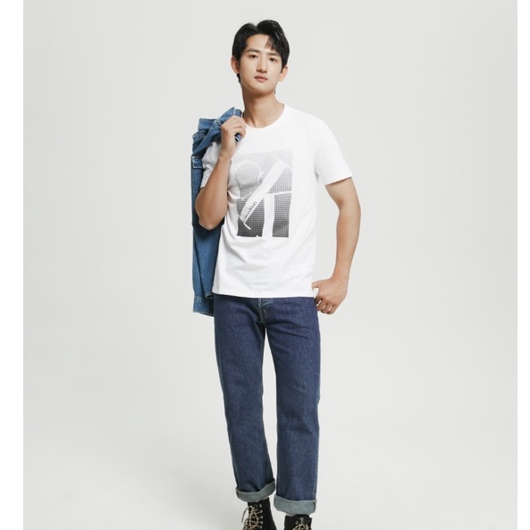 Áo Thun Cotton Ngắn Tay Cổ Tròn In Logo Calvin Klein CK Cho Nam