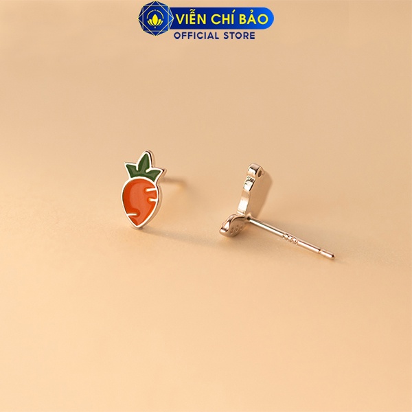 Bông tai bạc nữ thỏ cà rốt dễ thương chất liệu bạc 925 thời trang phụ kiện trang sức nữ Viễn Chí Bảo B400473